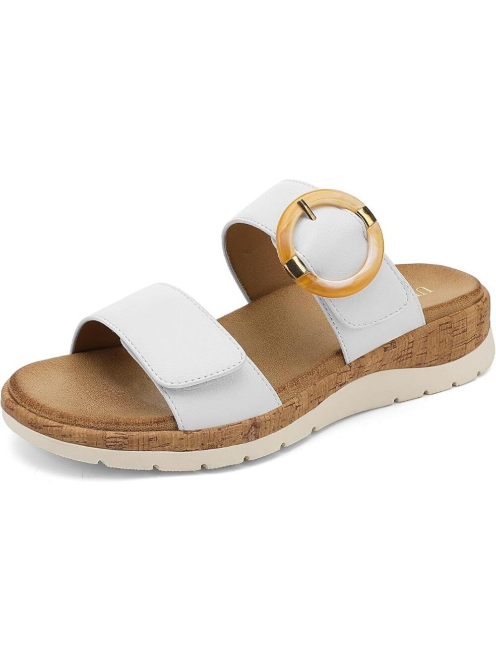 Women's Flat Sandals Slides With Arch Support White Wedge Cushion Summer Shoes